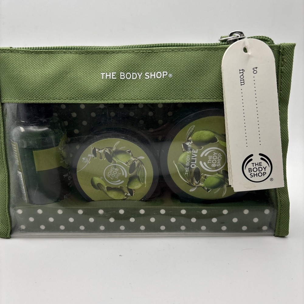 The Body Shop Olive Collection 3 Pc Gift Pouch Set Shower Gel Body Scrub Butter - Picture 2 of 6